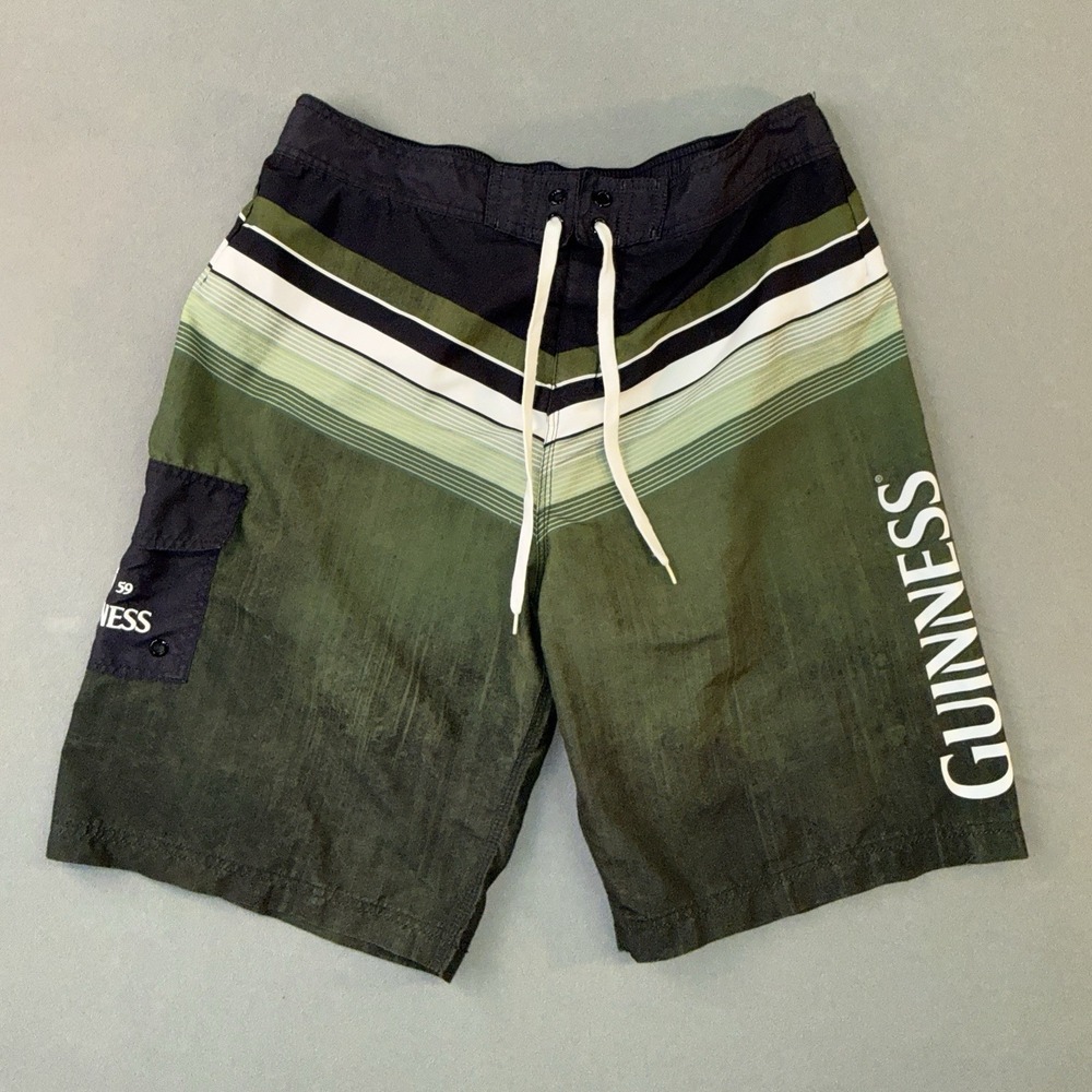 Men's Guinness Striped Swim Trunk Shorts Green Size XXL